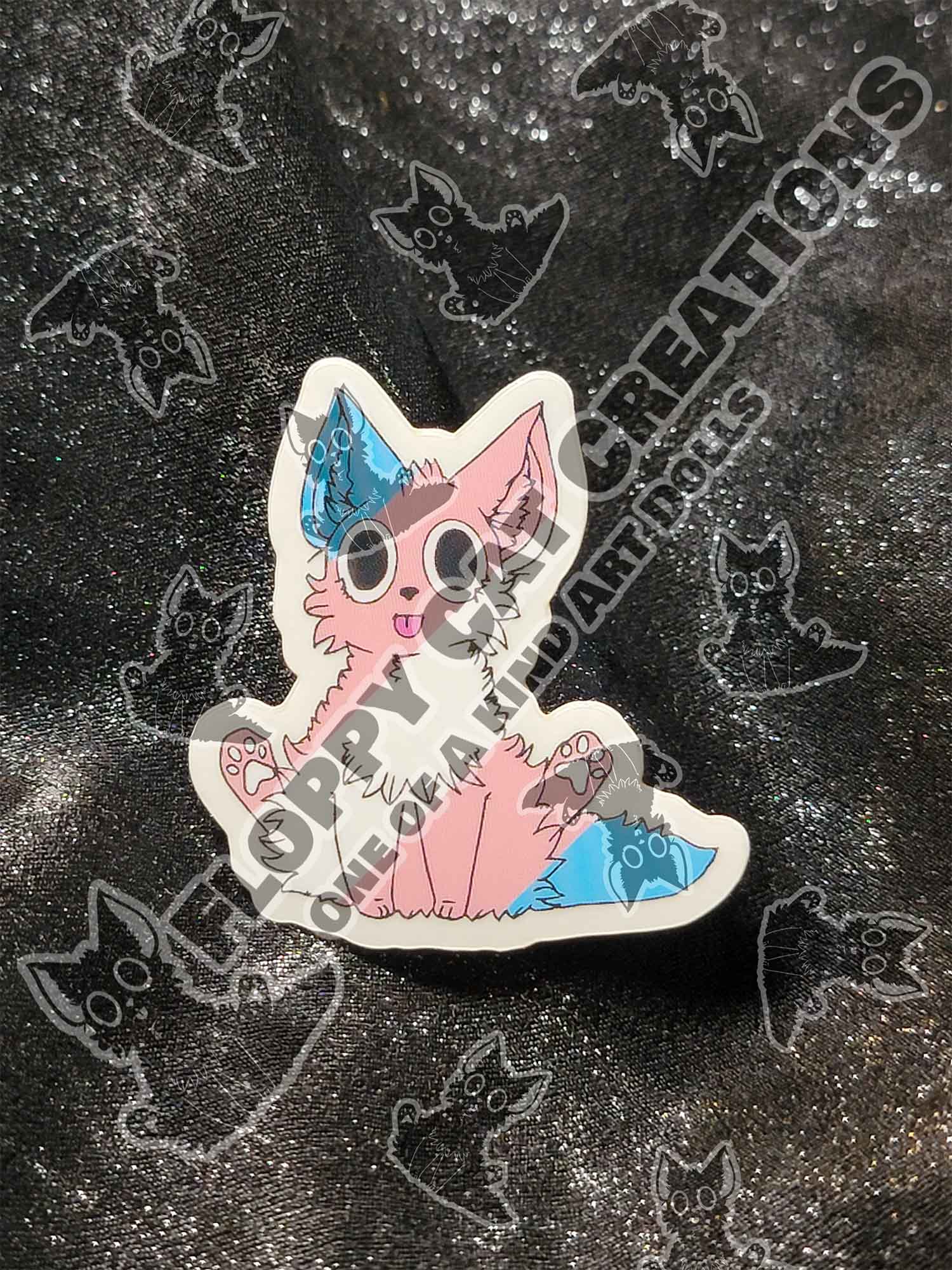"Floppy Cat Says Trans Rights!" Sticker