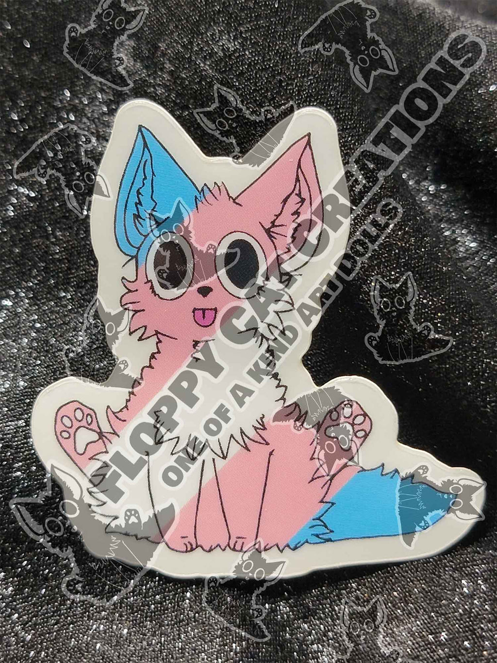 "Floppy Cat Says Trans Rights!" Sticker