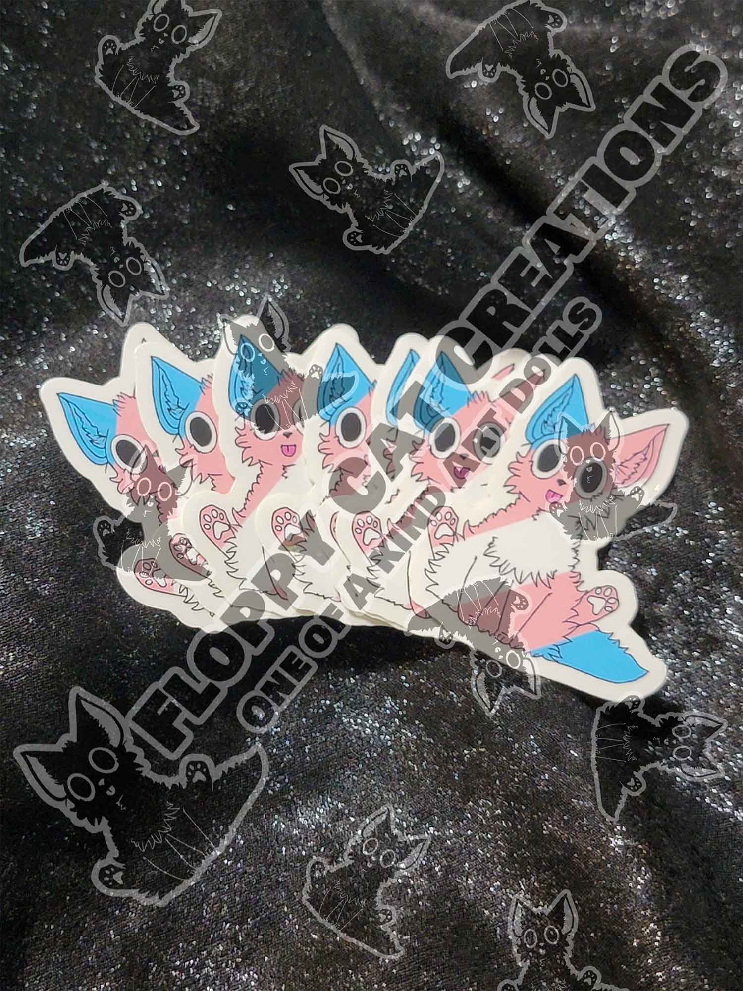 "Floppy Cat Says Trans Rights!" Sticker