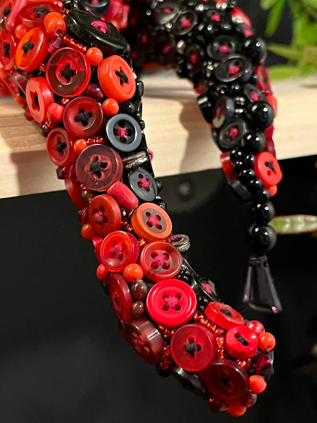 OOAK Buttons & Beads in Black & Red