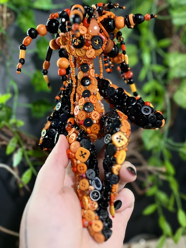 OOAK Buttons & Beads in Orange & Black
