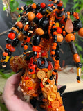 OOAK Buttons & Beads in Orange & Black