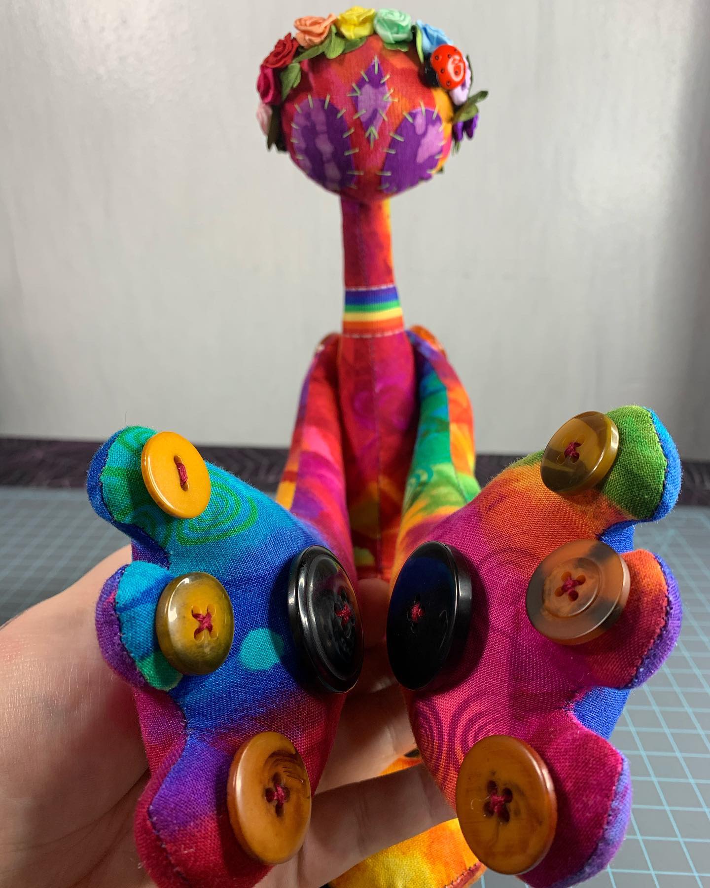 Rainbow Flower Crown and Button Beans Stitchpunk